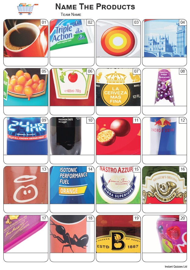 Name The Products Picture Quiz - PR2512