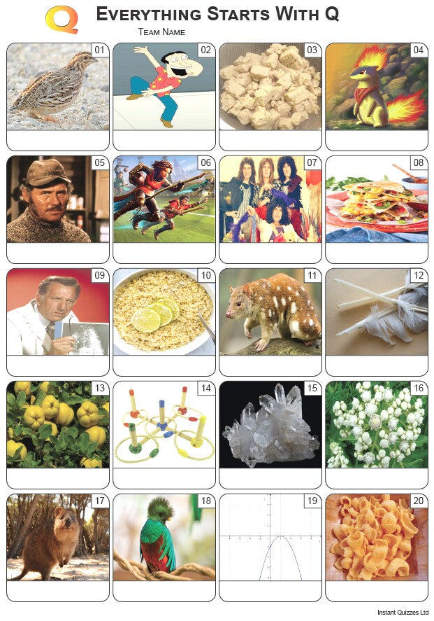 Everything Starts With Q Picture Quiz - PR2514