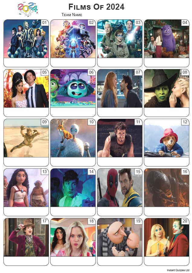 Films of 2024 - Picture Quiz - PR2522