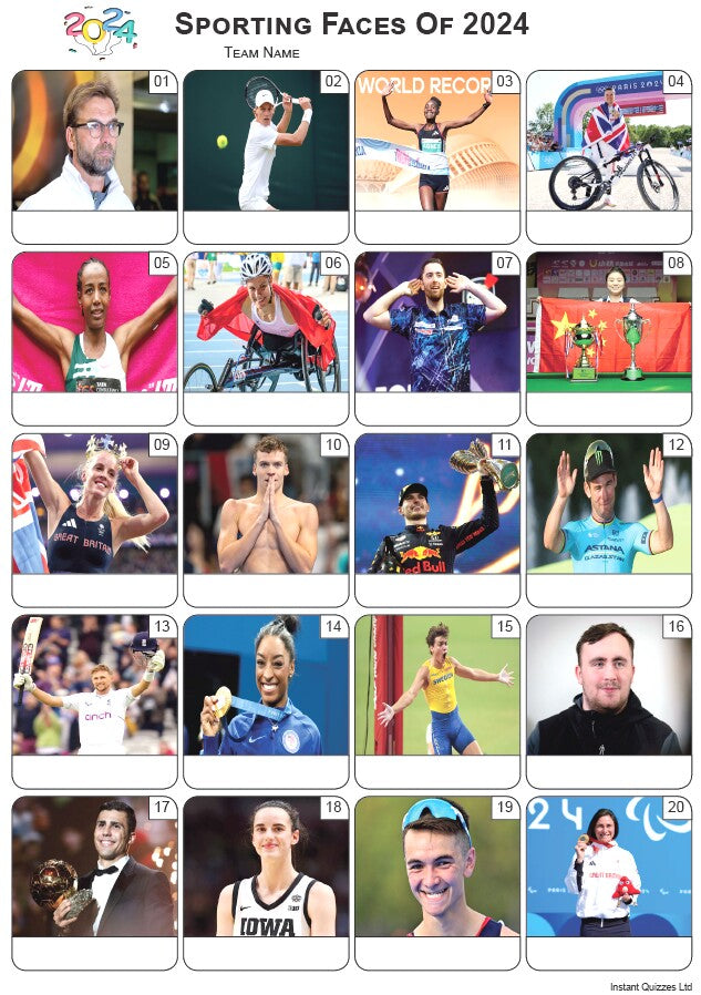 Sporting Faces 2024 - Picture Quiz - PR2525