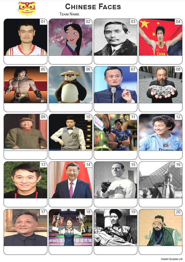 Chinese Faces Picture Quiz - PR2528
