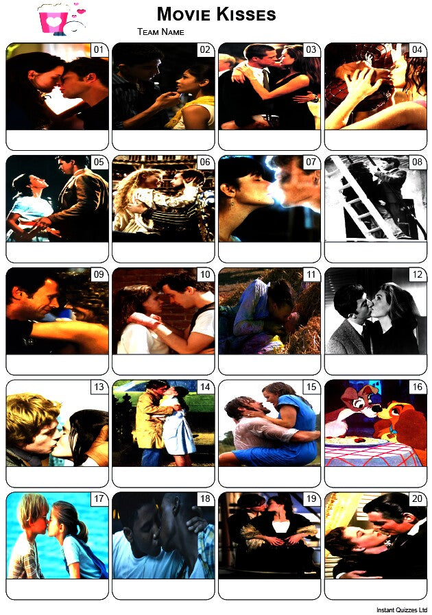 Movie Kisses Picture Quiz - PR2535