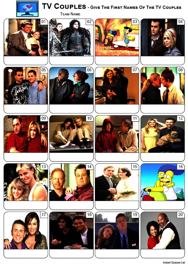 Valentine Bumper Quiz Pack - 10 rounds including: Mixed Bag, On This Day – 14th February, Blockbusters, Hearts, Love Songs, Romantic Literature, Cartoon Wives, Aphrodisiacs, Love In The Movies, a Mixed Bag/Wipeout Round and a TV Couples picture round.