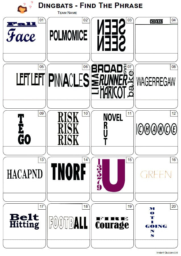 Dingbats Picture Quiz - PR2537
