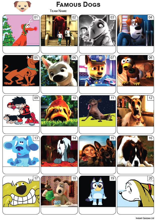 Famous Dogs Picture Quiz - PR2541