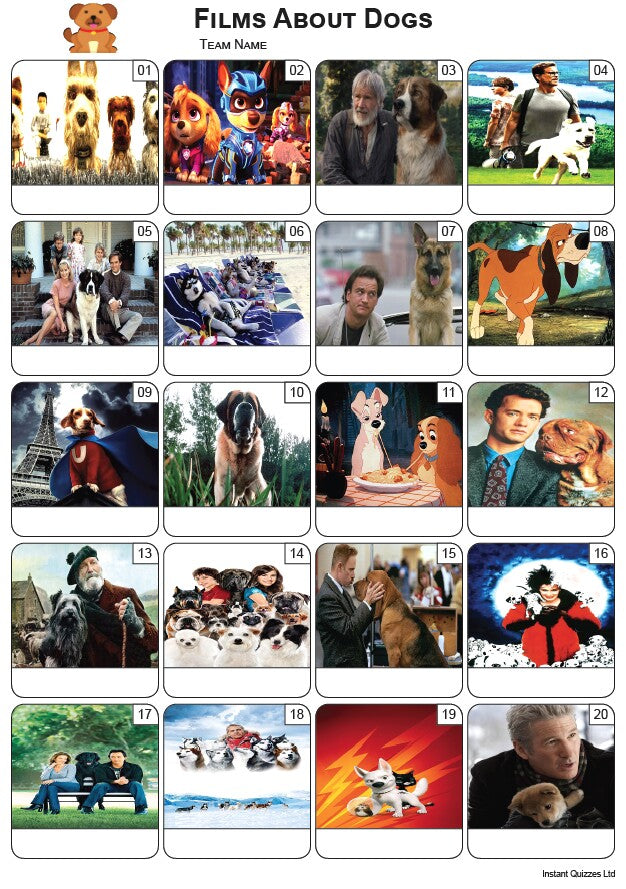 Films About Dogs Picture Quiz - PR2542
