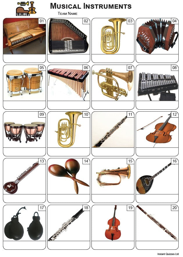 Musical Instruments Picture Quiz - PR2543