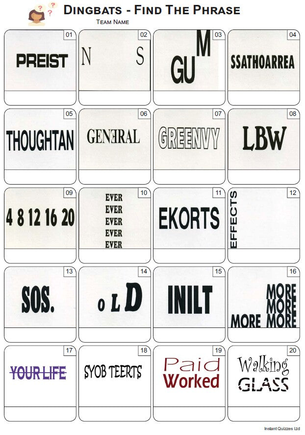 Dingbats Picture Quiz - PR2546