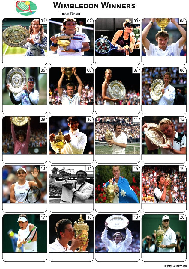 Wimbledon Winners Picture Quiz - PR2556