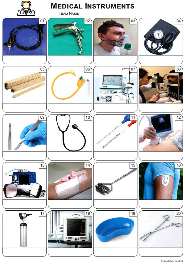 The Big Quiz Pack 3446 - Five rounds including; Royalty, Winter Time, Firsts, Car, Mixed Bag/General Knowledge Questions and a Medical Instruments Picture Round.