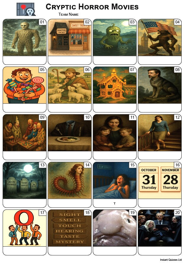 Cryptic Horror Movies Picture Quiz - PR2576