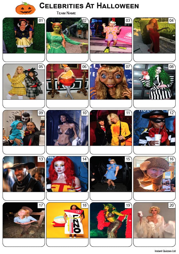 Celebrities At Halloween Picture Quiz - PR2577