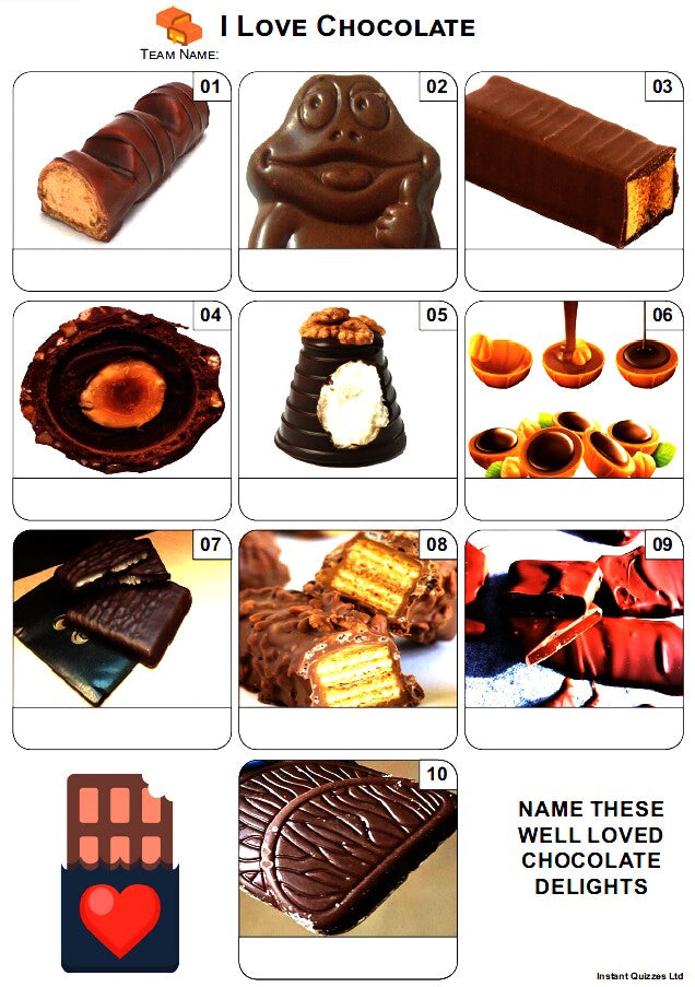 I Love Chocolate Mini Picture Quiz - Z3988