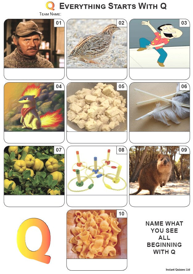 Everything Starts With Q Mini Picture Quiz - Z4104