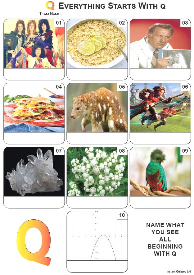 Everything Starts With Q Mini Picture Quiz - Z4105