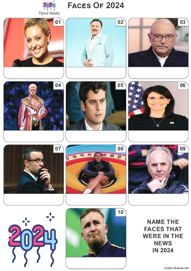 Faces of 2024 - Mini Picture Quiz - Z4133