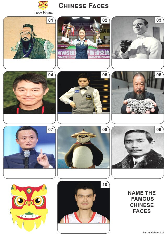 Chinese Faces Mini Picture Quiz - Z4135