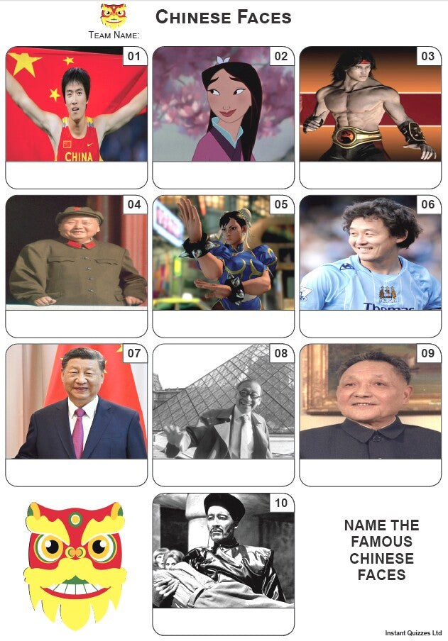 Chinese Faces Mini Picture Quiz - Z4136