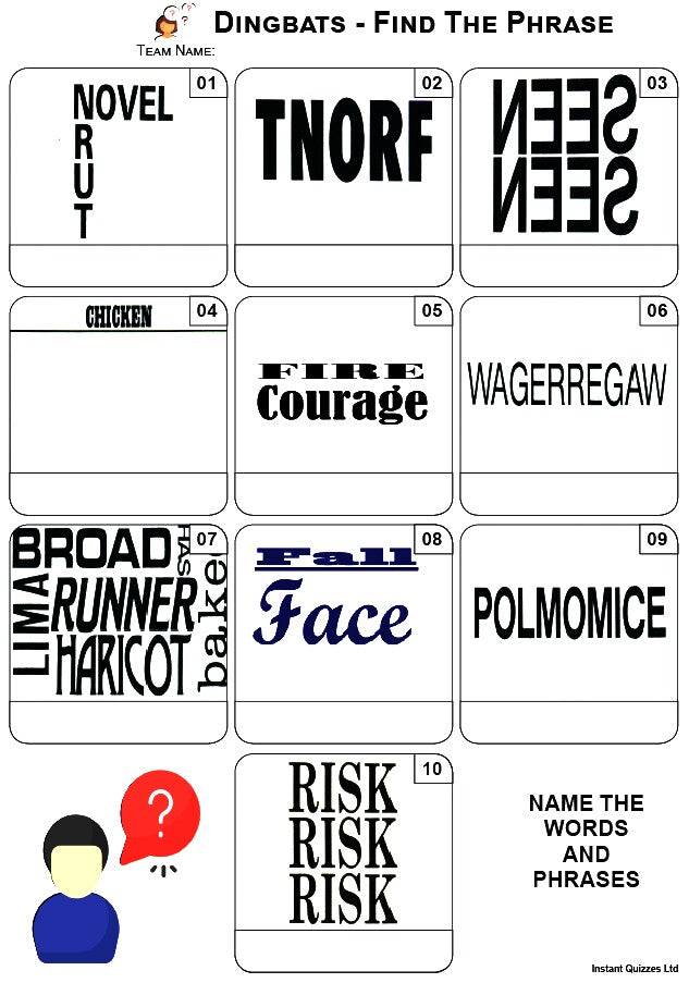 Quiz Pack 3356 - Five rounds including: Films, Science and Nature, Geography, TV, Mixed Bag/General Knowledge and a Dingbats Picture Round.