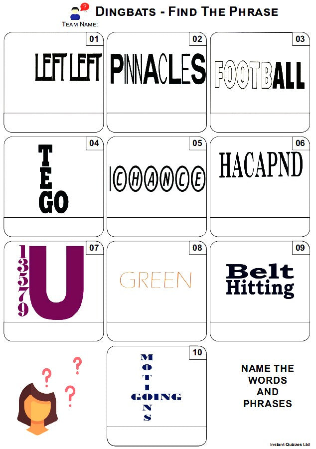 Easier Quiz Pack 3359 - Five rounds of Easier Mixed Bag/General Knowledge Questions and a Dingbats Picture Round.