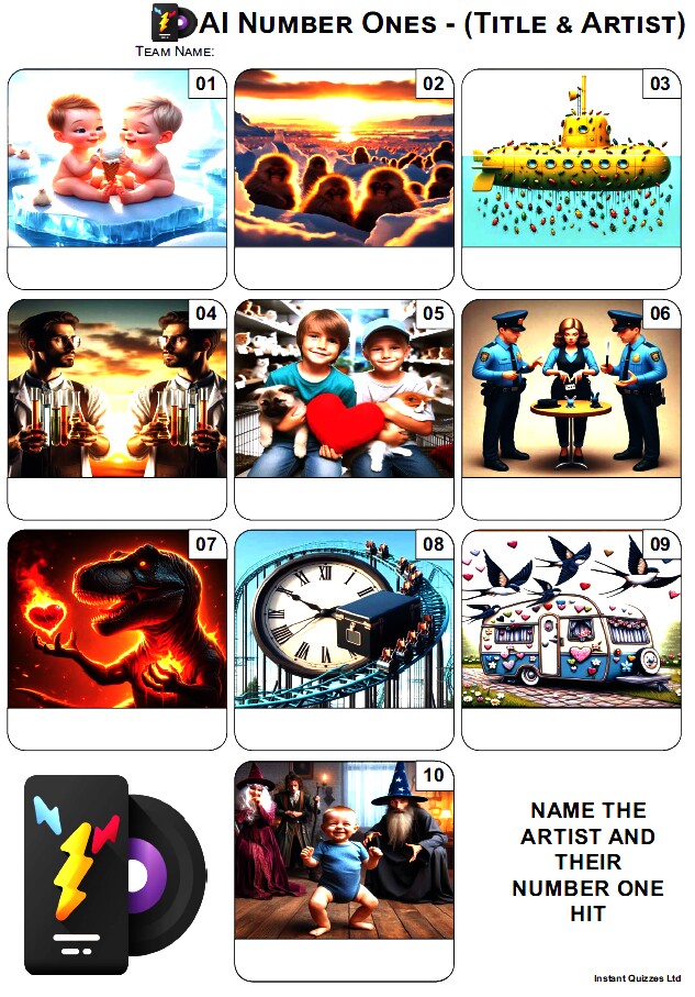 AI Number Ones Mini Picture Quiz - Z4156