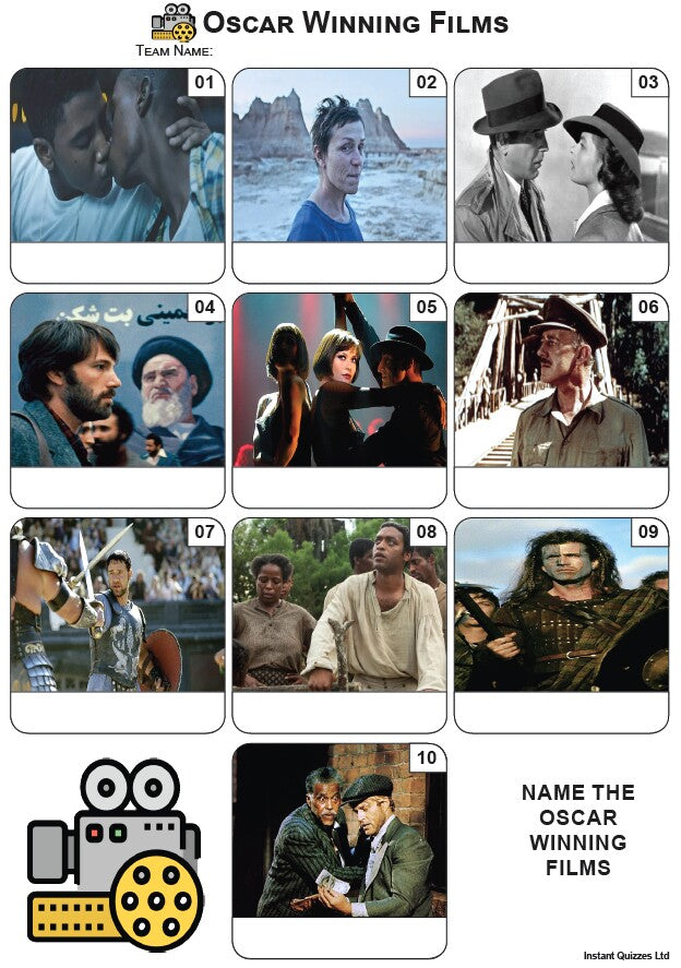 Oscar Winning Films Mini Picture Quiz - Z4160