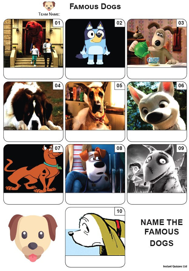Famous Dogs Mini Picture Quiz - Z4162