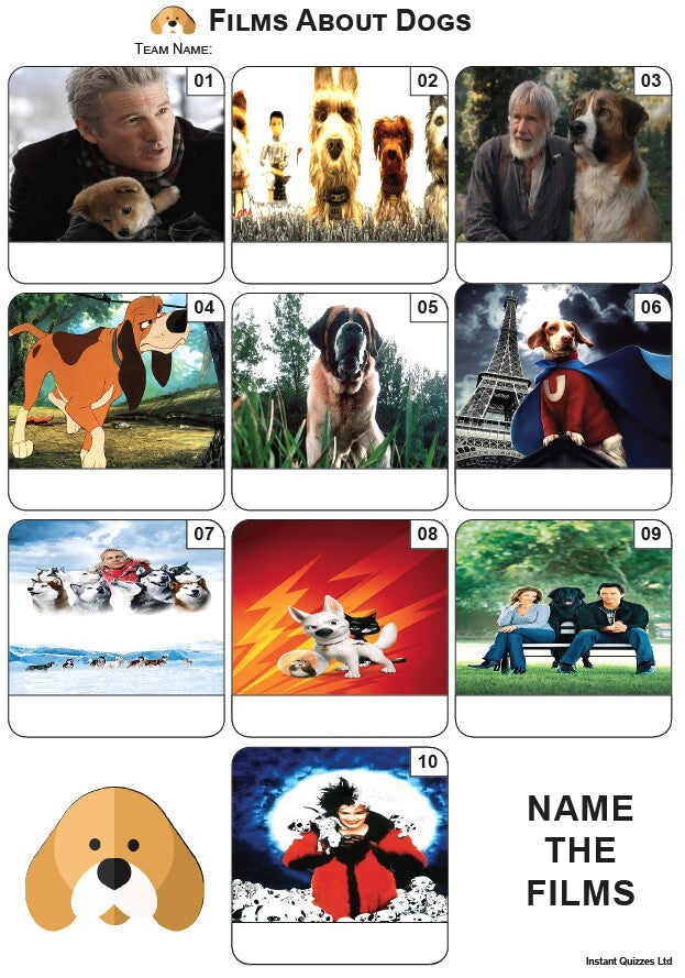 Films About Dogs Mini Picture Quiz - Z4164