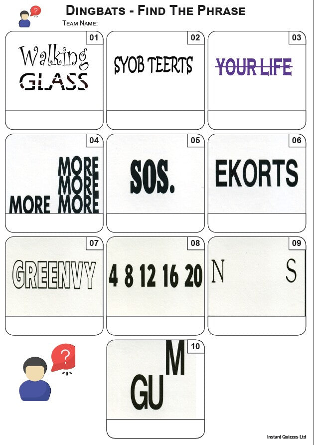 Dingbats Mini Picture Quiz - Z4172