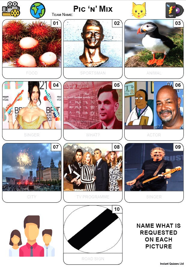 Easier Quiz Pack 3419 - Five rounds of Easier Mixed Bag/General Knowledge Questions and a Pic N Mix Picture Round.