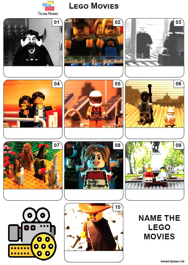 Easier Quiz Pack 3415 - Five rounds of Easier Mixed Bag/General Knowledge Questions and a Lego Movies Picture Round.
