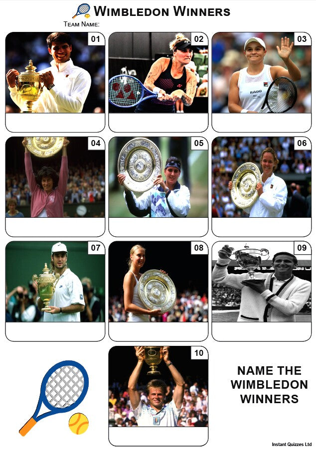 Wimbledon Winners Mini Picture Quiz - Z4194