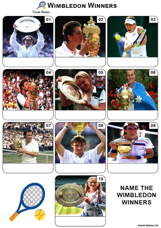 Wimbledon Winners Mini Picture Quiz - Z4195