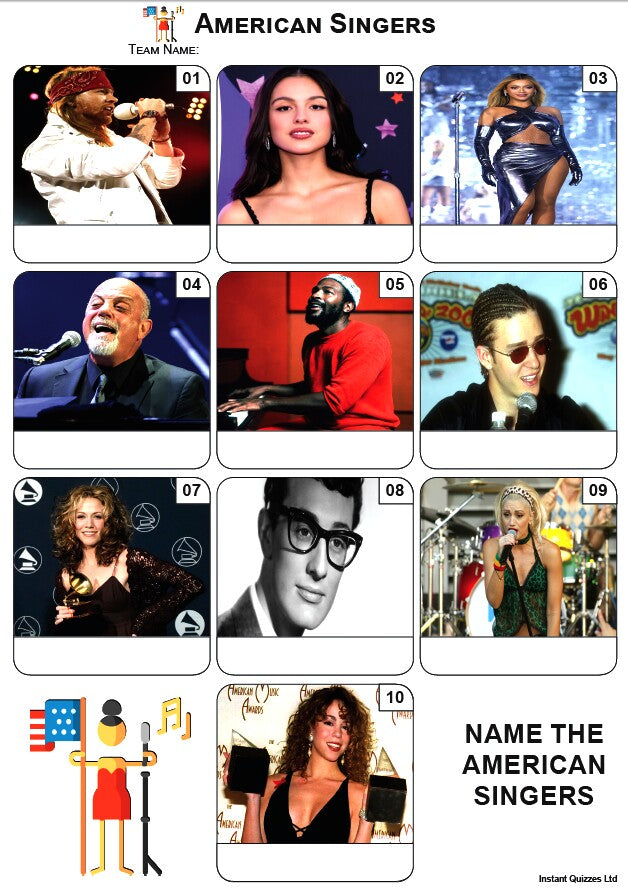 Quiz Pack 3440 - Five rounds including: Geography, Robert, Quotations, Madonna Number Ones, Mixed Bag/General Knowledge and an American Singers Picture Round.