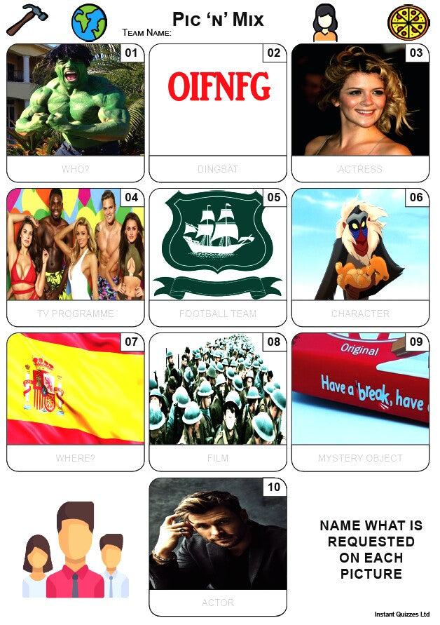 Easier Quiz Pack 3455 - Five rounds of Easier Mixed Bag/General Knowledge Questions and a Pic N Mix Picture Round.