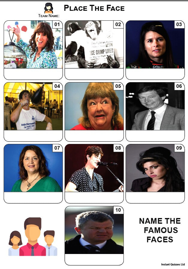 Quiz Pack 3472 - Five rounds including; Pizza, Lyrics, Double Vowels, Children and Animals, Mixed Bag/General Knowledge and a Place The Face Picture Round.