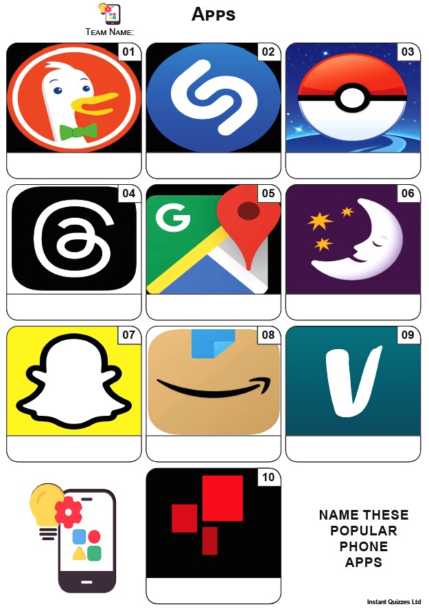 Quiz Pack 3492 - Five rounds including; Inventions, Literature, Blockbusters, UK Radio, Mixed Bag/General Knowledge and an Apps Picture Round.