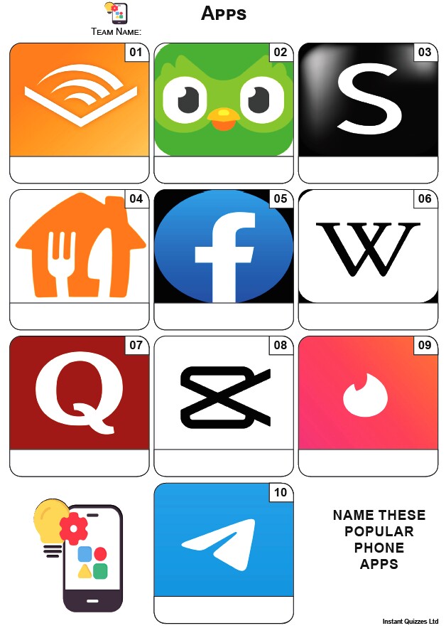 Easier Quiz Pack 3495 - Five rounds of Easier Mixed Bag/General Knowledge Questions and an Apps Picture Round.