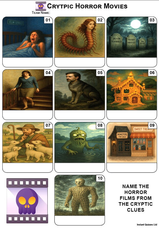 Cryptic Horror Movies Mini Picture Quiz - Z4235
