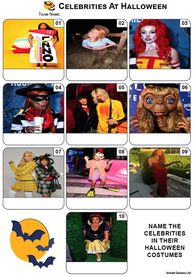Celebrities At Halloween Mini Picture Quiz - Z4236