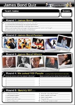 James Bond Handout Quiz