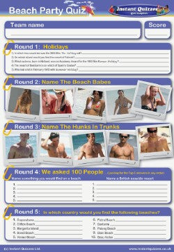 Beach party handout quiz