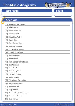Pop Music Anagrams Quiz