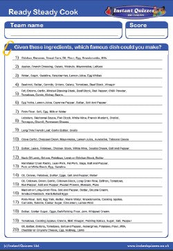 Ready Steady Cook Handout Quiz