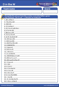 D in the W Handout Quiz - Ditloids