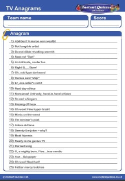 TV Anagrams Handout Quiz