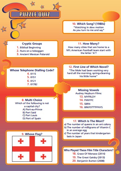 Handout Quiz 228 - Puzzle Quiz