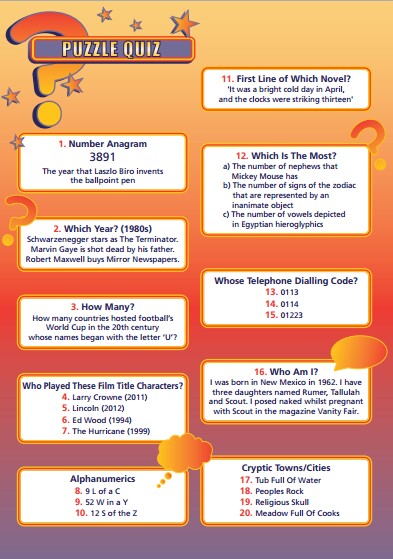 Handout Quiz 230 - Puzzle Quiz