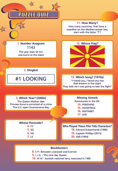 Handout Quiz 234 - Puzzle Quiz