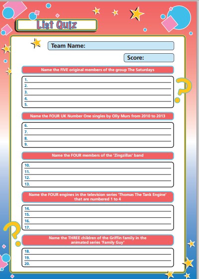 Children's Letter List Quiz 240